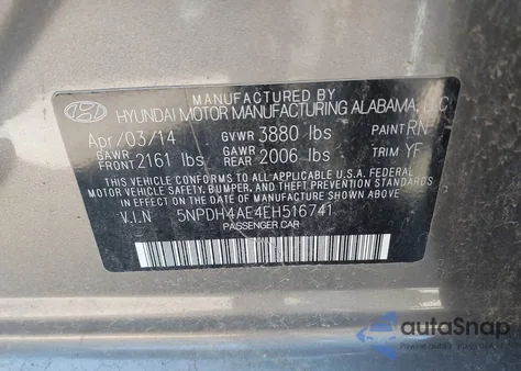 2014 Hyundai Elantra Se из США, поврежденный, VIN 5NPDH4AE4EH516741